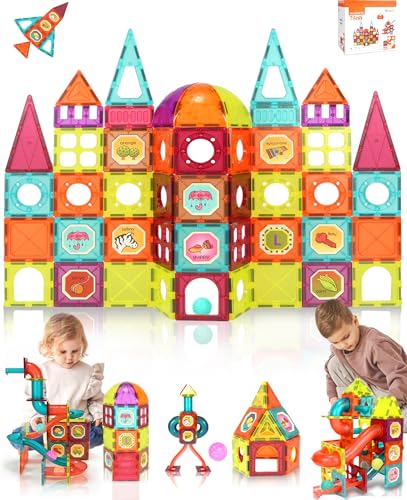 Beeyouk Construction Magnetique Enfant 120 Pièces,Jouet Enfant 3 Ans Aimant Magnetique Enfant Montessori pour Garçons Filles,Jeux Educatif Enfant 4 Ans,Cadeau pour Enfants de 5 6 7 8 9 10 Ans