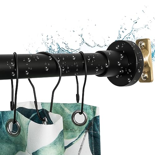 Artiwell Heavy Duty Shower Rod Adjustable Shower Curtain Rod Expandable 47-84 Inch Permanent Mount Shower Rod Never Rust Stainless Steel For Window Curtain and Closet Matte Black