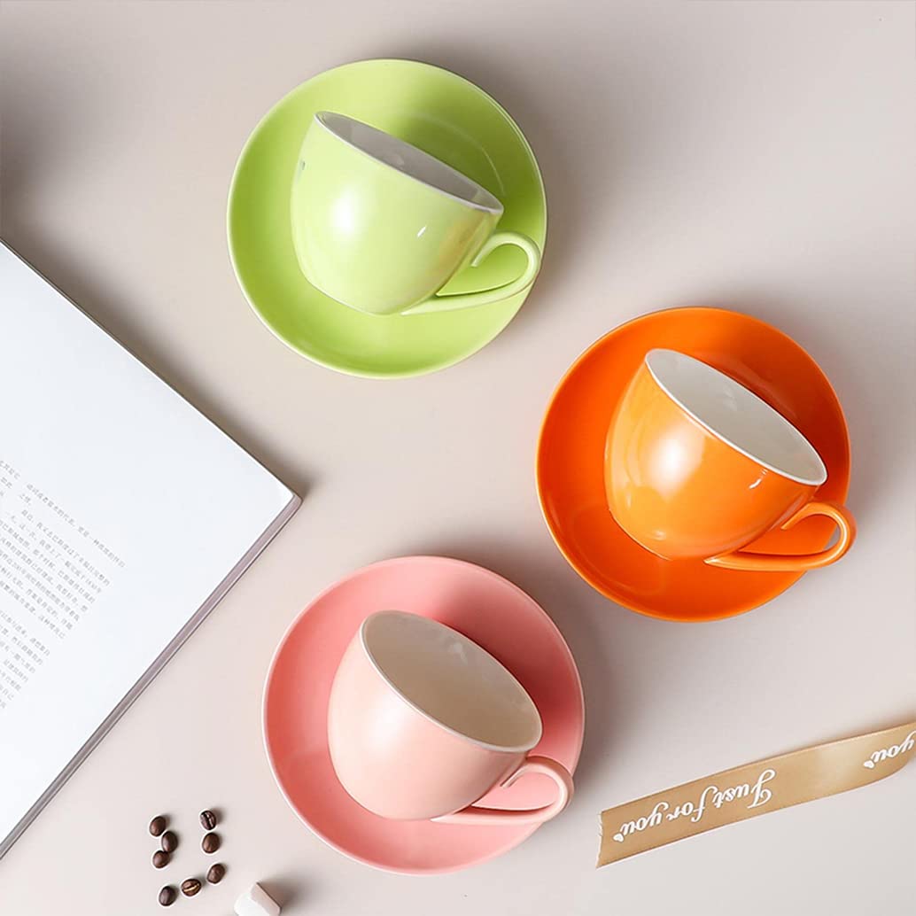 Ceramiczny kubek do cappuccino, ceramiczne filiżanki do kawy ze spodkami, nadają się do kuchenki mikrofalowej, zmywarki, idealny do herbaty, espresso, latte, porcelanowych kubków do kuchni lub kawiarni, szary, 550 ml