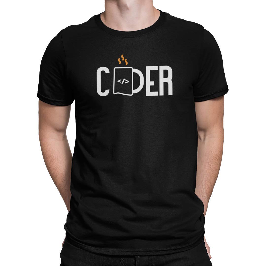 DUDEMECoder & Coffee T-Shirt, 100% Cotton T-Shirts for Programmer, Coding, Developer, Software Mens, Round Neck T Shirts for Women, Half Sleeve Tshirt for Men
