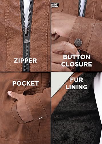 Image of X-Ray Men's Slim Fit Faux-Leather Moto Jacket with Removable Hood