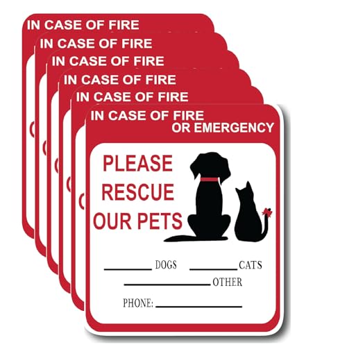 Image of Adullpony in Case of Fire or Emergency Please Rescue Our Pets Stickers - Pet Alert Safety Stickers, 5x4 inch Pet Fire Rescue Signs for Car and Home Windows 6PCS