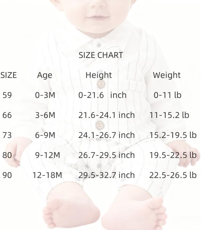 Newborn Baby Boy Gentleman Romper Tuxedo One-Piece Outfit with Bow Tie, 100% Cotton Long Sleeve Formal Wear - Image 5