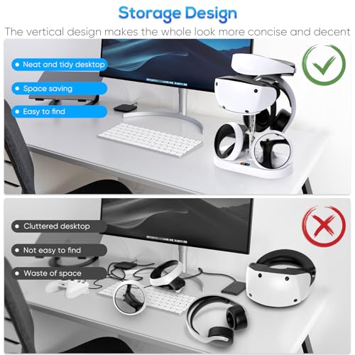 Base de carga para PSVR2 con soporte expositor de auriculares y cargador magnético 3