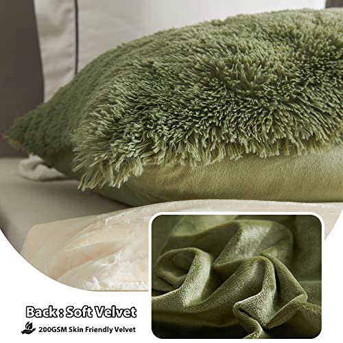 Liferevo Sage Green Fluffy Body Pillow Cover,Luxury Faux Fur Body Pillow Case 21"X54",Rectangular Pillowshams For Bed,Christmas Long Throw Pillow Covers For Adults Pregnant Women(Sage Green) #TOP3