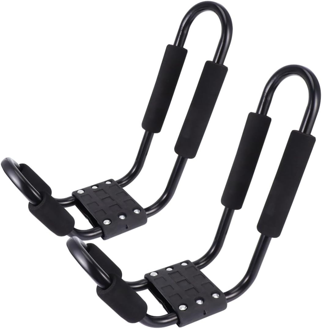 Detachable Car Roof Rack 2pcs Set Canoe and Kayak Carrier Frame Black with Straps for Outdoor Sports and Travel