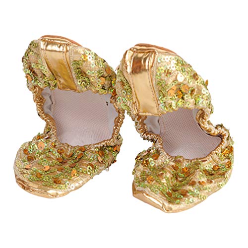 EXCEART 1 Pair Dancing Accessories Girls Glitter Slipper Dancing Shoes Sneakers Slippers Shoes for Women Flats Sequins Ballet Shoes Girl Child Non-slip Performance Shoes Golden