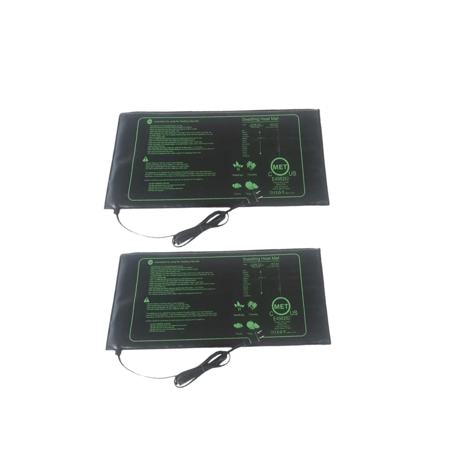 Heizmatte mit Thermostat, 2 Heizmatten mit 1 Controller, Zimmergewächshaus Wärmematte 30 Watt, IP67 Wasserdicht, Größe der Matte 52x25cm