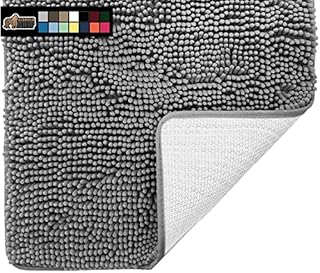 Gorilla Grip Bath Rug, 36x24, Thick Soft Absorbent Chenille Rubber Backing Bathroom Rugs, Microfiber Dries Quickly, Shaggy Machine Washable Mats, Plush Durable Rug, Bathtub and Shower Floor, Grey (B07TN3RHG9)