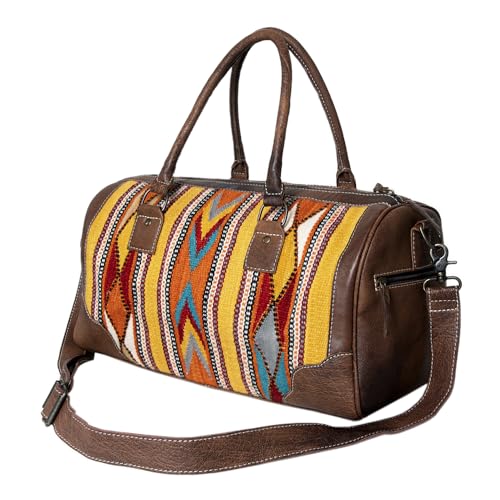 American Darling Women's Duffel Bag Western Saddle Blanket with Genuine Leather Handbag and Ladies Purse