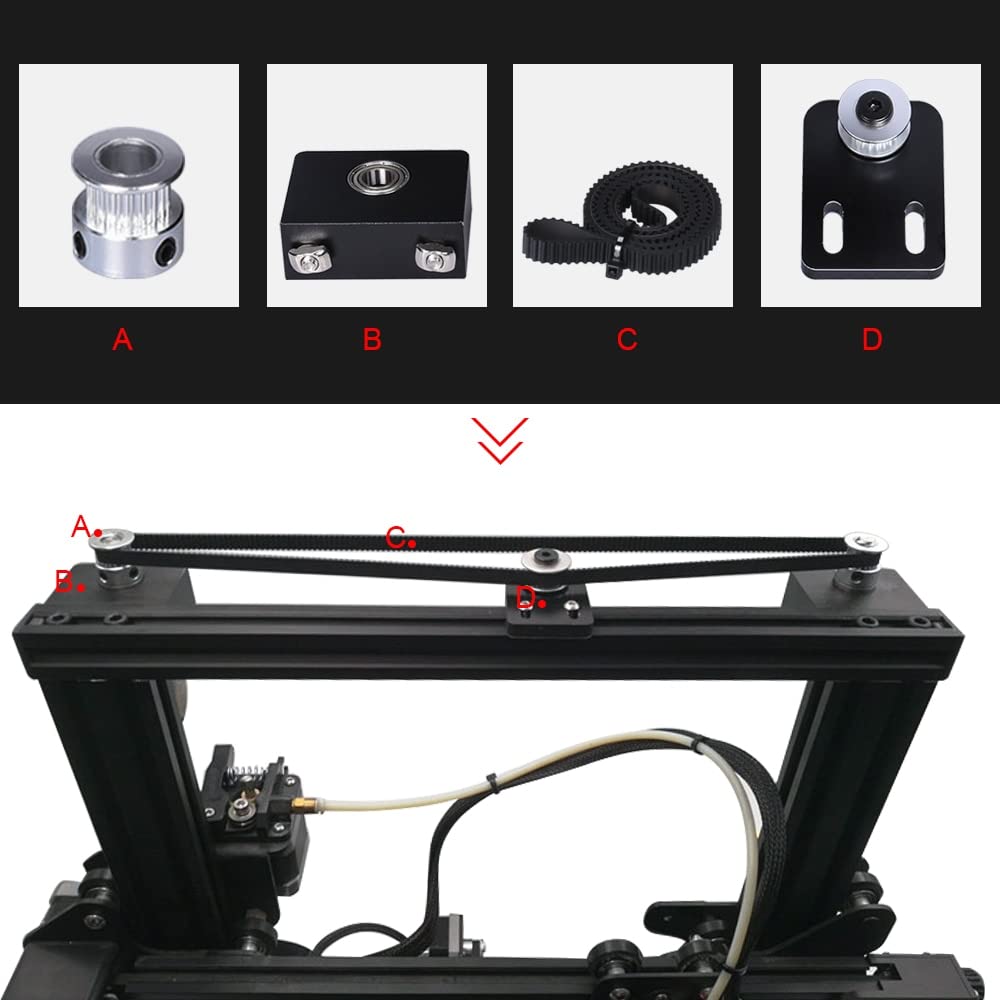 Części drukarki Zestaw do modernizacji osi Z Pojedynczy podwójny wspornik łożyska Zestaw kół napinających z profilem aluminiowym do drukarki 3D Ender3 CR10 Części do naprawy silnika krokowego (kolor: