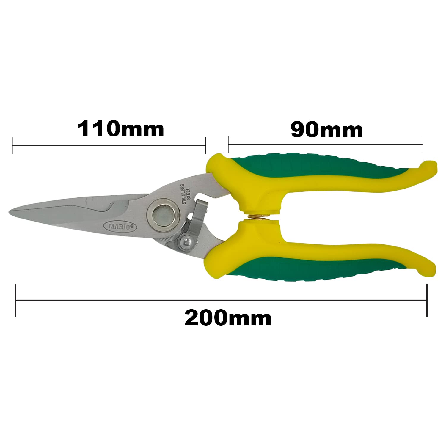 Mario Scissors for Electrician - Stainless Steel Scissor - 8 Inch / 200mm - Premium Industrial Metal - Cutting Scissor PVC Pipe Cutter Shears Electrician Woodworking Hand Tool - MES 9711