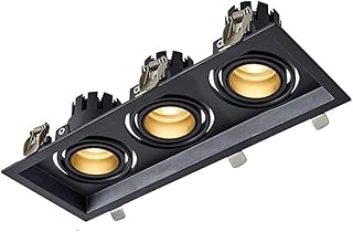 Luminaria empotrada de 3 cabezales con cardán, color negro, ángulo ajustable de 45°, rectangular, con borde antideslumbrante, 15 W/21 W/30 W, CRI 90+, luminarias empotradas con forma de globo ocula