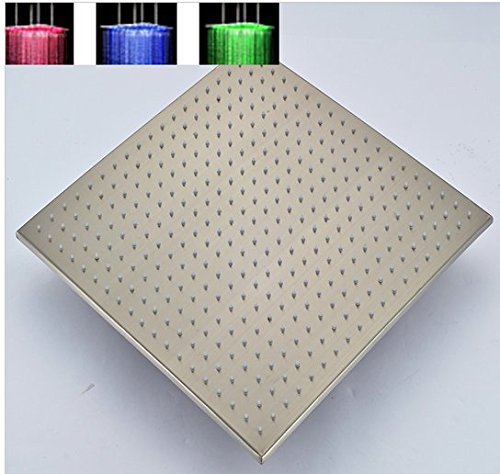 Pomme de douche acier inoxydable Gowe de 50,8 cm à effet de pluie et LED au nickel brossé