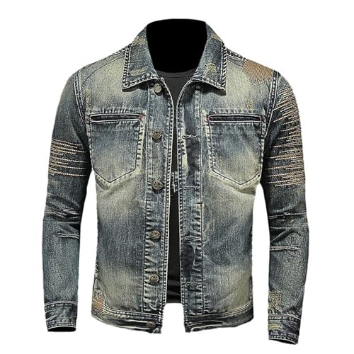 Mens Jackets Turtle Neck Denim Jackets Outerwear for Man Long Sleeve Work Western Winter Fall Jackets 2025