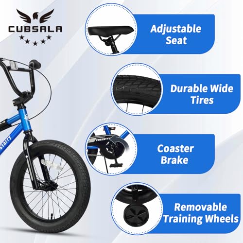 Image of 12 14 16 18 Inch Kids Bike BMX Style Bicycle with Training Wheels Coaster Brake for 2-10 Years Old Toddlers Boys Girls Multiple Colors