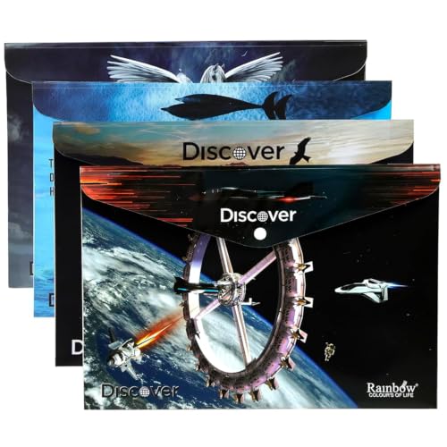 Image of Shuban A4 Plastic File Folder Document Organizer, Plastic File Holder with Snap Button, Waterproof Certificate Folder for Office, School, Home (Style-4-Printed Folder- 4 Pcs -Multi Design)