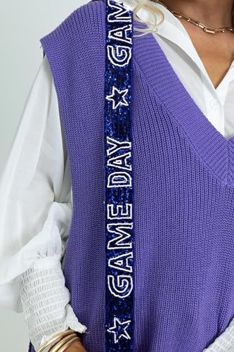 boderier Game Day Purse Straps Replacement Crossbody Bag Strap Beaded Sequins Strap for Clear Bag Football Accessories2