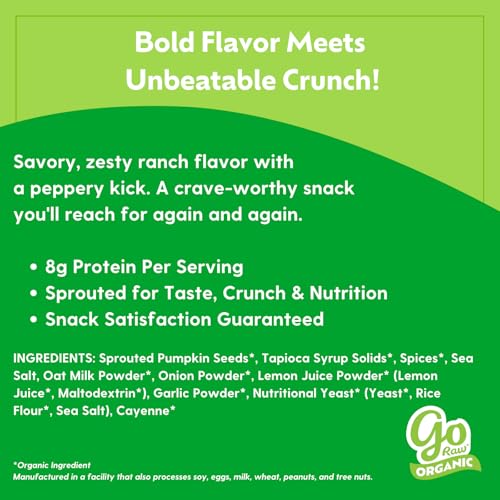 Image of Go Raw Organic Sprouted Pumpkin Super Crunch Seeds - Peppercorn Ranch Snack