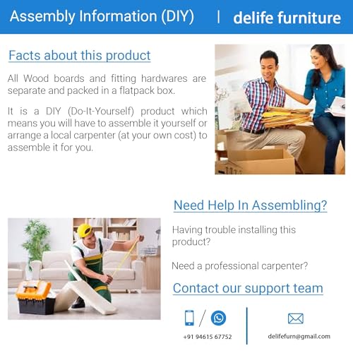 Image of delife Furniture Engineered Wood Writing Study Table with Shelves Storage Computer Table Office Desk for Students Home Office (Acacia)