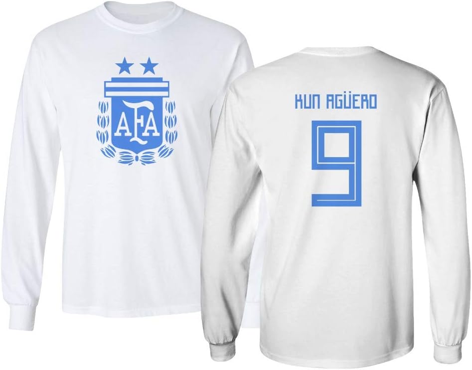 Soccer 2021 Argentina #9 Sergio KUN Aguero South American Cup Long Sleeve Tshirt