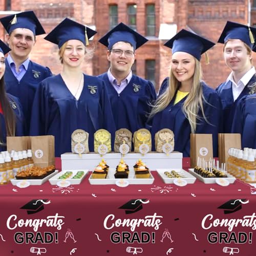 Image of Graduation Decorations 2025, 3 Pack Wine Black Graduation Tablecloth 2025 Graduation Party Decorations, Graduation Table Decorations Class of 2025 Table Cloths for College School Supplies 54 inchx108 inch