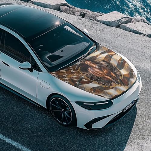 Image of Car Hood Cover Horse American Flag Car Hood Wraps Auto Banner Stretchable Auto Decorative Accessories for Compact Sedans SUV Trucks (59x39 Inch)