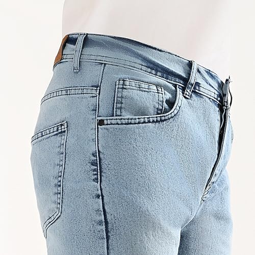 Slim Fit Men's Special Sizes Jeans – High Quality Elastic Material Fashion and Comfortable for Daily Outings (Light Blue, 40)