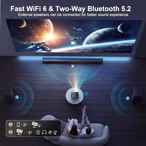 Outdoor Projector with WiFi and Bluetooth, 3000 Brightness/Official Licensed Apps/AI Auto Focus, 4K Smart Projector, Portable Movie Proyector Compatible with Netflix/YouTube/PrimeVideo, 2026 New,Black — view 4