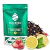 TEAVERSO New York Schwarztee Komposition mit Zitrone, Erdbeere, Cranberry, Pfirsich, Kornblume, Hochwertiger Schwarzer Tee Lose, Ausgewählte Teeblätter, Aromabeutel mit Zippverschluss, Ceylontee, 100g