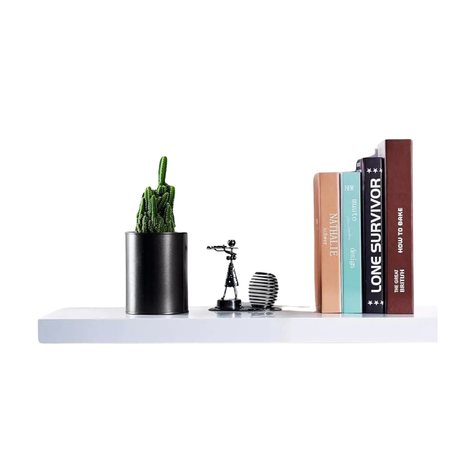 Kiswa collection 30cm White Floating Shelf – High Gloss MDF Wall Shelf for Bedroom, Living Room, Kitchen – Wall-Mounted Bookshelf & Decorative Display Unit