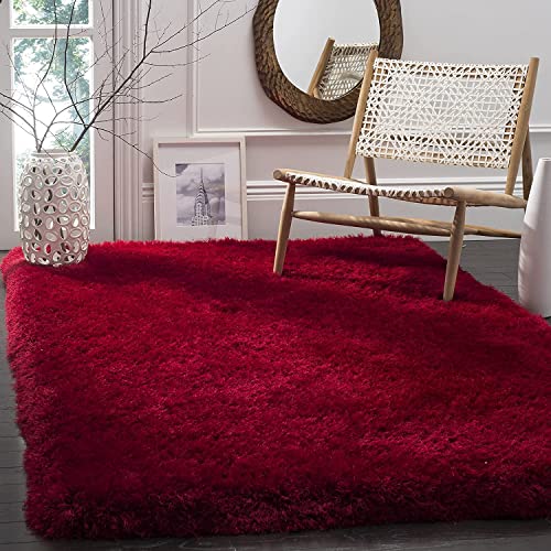 Image of Handmade 2 Inch Pile Height Super Soft Touch Export Quality Plain Shag Rectangular Carpets For Home Size 8 X 10 Feet Color Maroon