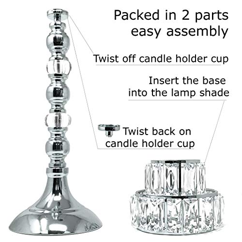 Allgala 19" Lamp Style Stealight Candle Holder With Crystal Blocks-Silver Chrome-Hd89012 #TOP3