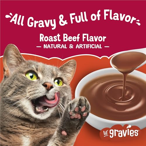 Image of Purina Friskies Lil' Gravies Roast Beef Flavor Cat Food Complement Lickable Cat Treats - (Pack of 16) 1.55 oz. Pouches