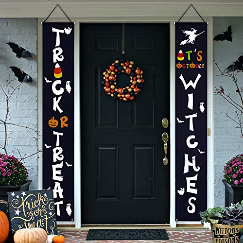 DMIGHT Halloween Decorations Outdoor,Trick or Treat & It's October Witches Halloween Signs for Front Door or Indoor Home Decor,Durable Halloween Outside Decorations. - Thumbnail 5