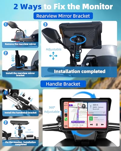 Image of 【Clearance】 2026 Motorcycle CarPlay Screen & Android Auto 7 inch Pantalla Carplay Screen Bluetooth IP67 Waterproof GPS Navigation System por Moto Motorbike with Touchscreen Bluetooth Anti-Glare