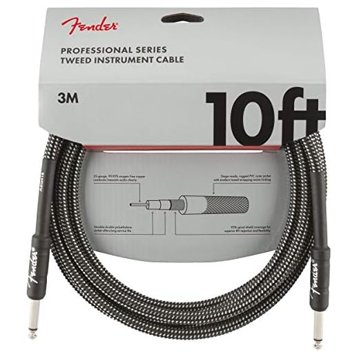 Fender Cable Serie Profesional, 10ft, 22 AWG, Blindaje en Espiral, Conectores Niquelados, Sonido Puro Sin Pérdidas, Tweed Gris