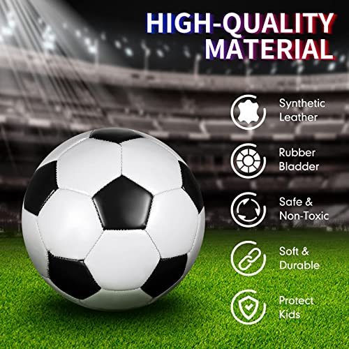 Hydren 4 Pack Soccer Ball With Pump Size 4, Size 5, Outside Sport Soccer Ball Machine Stitched Ball For Game Training Practice Youth Adult Soccer Players (Classic, Size 5) Black/Blue #TOP3