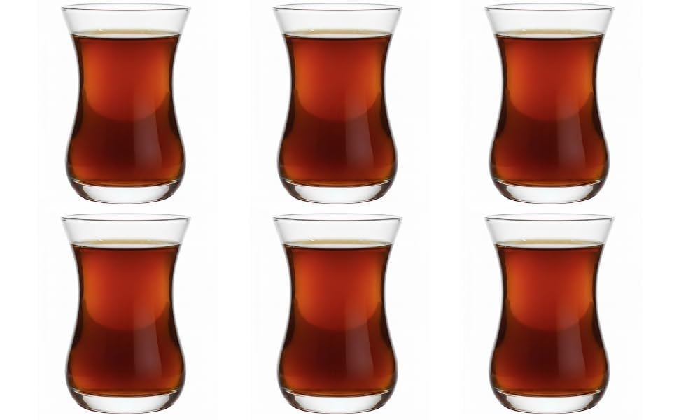 Small Turkish Glass Tea Cup Set Of 6, 130 ML, Clear Tulip Shape Traditional Tea Cups For Serving Hot Coffee, Black Teas, Espresso, Perfact For Everyday And Traditional Use, And Special Gathering-picture-14