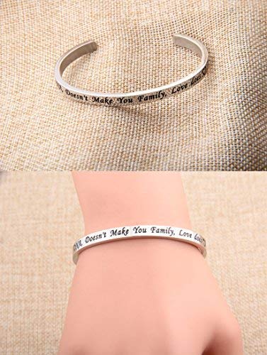 FEELMEM Stepdaughter Bangle DNA Doesn't Make You Family Love Does Cuff Bangle Foster Gift for Adopted Daughter3
