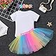 FYMNSI Baby Mädchen 1. Erster Geburtstag Outfit Baumwolle Kurzarm Strampler Body Prinzessin Regenbogen Tüll Tütü Rock Blumen Stirnband 3tlg Set 1 Jahr Geburtstagsparty Kleid Fotoshooting Bunt