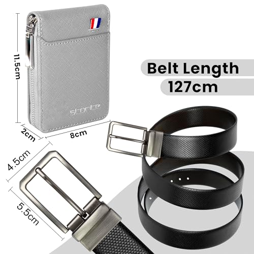 Storite PU Leather 9 Slot Vertical Credit/Debit Card Holder & Belt Combo, Money Wallet Zipper Coin Purse Valentine Gift for Men- (11.5 x 2 x 8 cm) 2 51gLTkhH9cL