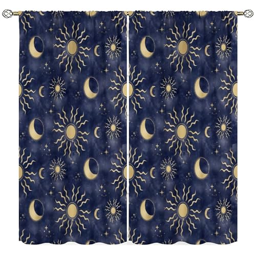 Sun Moon Rideau Occultant Motif Étoiles Planètes, 72"x63"