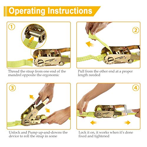 Partsam 9.5Ft Axle Tie Down Strap Ratchet W/Snap Hook - 2 Pcs/Set 10000 Lbs Break Strength - 3300 Lbs Safe Working Load, Use To Haul Any Car Truck Atv Utv Suv Etc. #TOP3