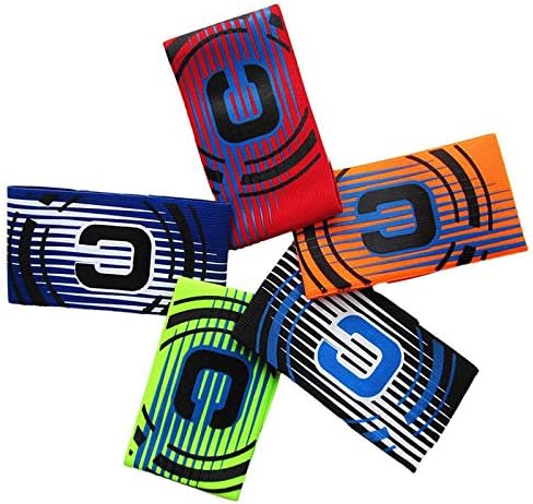 Haploon Football Soccer Captain Armband, Colored Elastic Captain Armband for Adult - Pack of 5