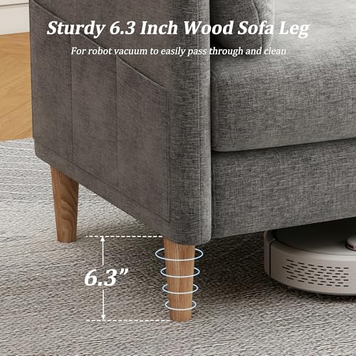 Image of Hanherry Loveseat Sofa, 62.6 inch Small Couch for Living Room, Comfy Chenille Fabric Love Seat for Bedroom with Throw Pillow,Removable Cushion Cover,Couches for Small Space,Apartment,Dorm