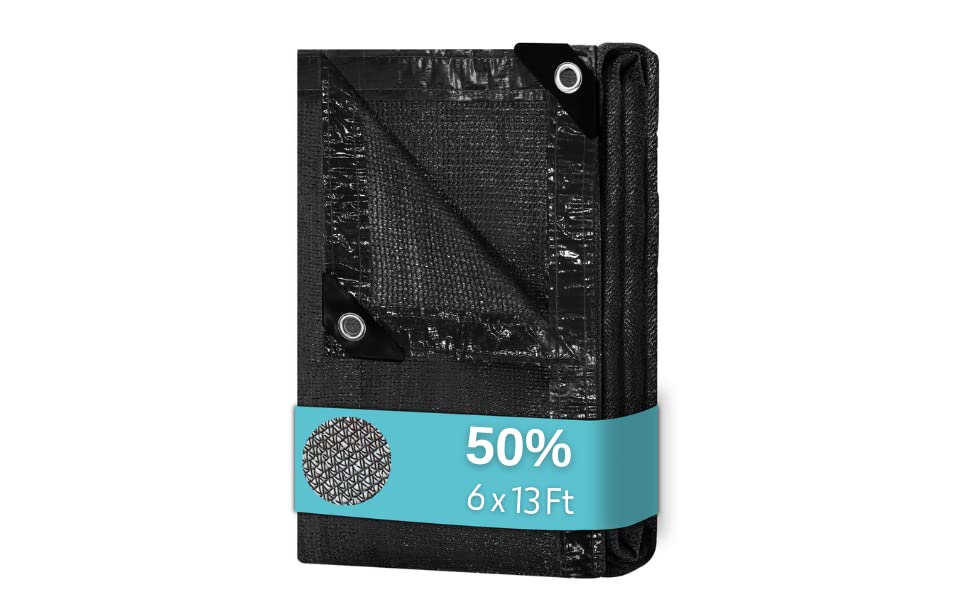 BeGrit 50% 6x13ft Shade Cloth with Grommets Garden Sun Mesh Sunblock UV Resistant Net for Garden Cover Flowers,Patio Plants,Chicken Coop,Greenhouse…