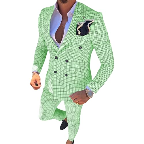 Smoking homme plaid slim ensemble veste pantalon sans pli