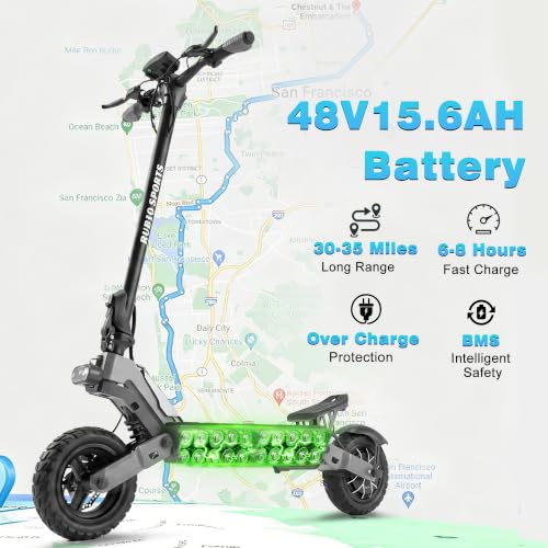 Image of Fast Electric Scooter Adults, 1200W /5600W Off Road E Scooter, 35 /50 Miles Long Range, 35 /50 MPH Top Speed, 10 /11 inch Tires, Foldable Kick Scooter for Adults and Teens with Dual Suspension