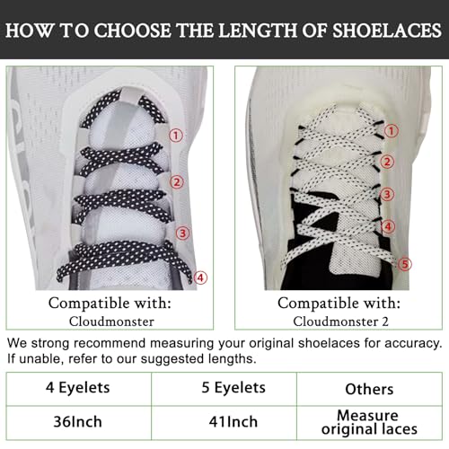 Image of Endoto 2 Pairs Shoe Laces for ON CloudMonster, 7MM Flat Shoelaces Replacement Women Men Sneakers Strings